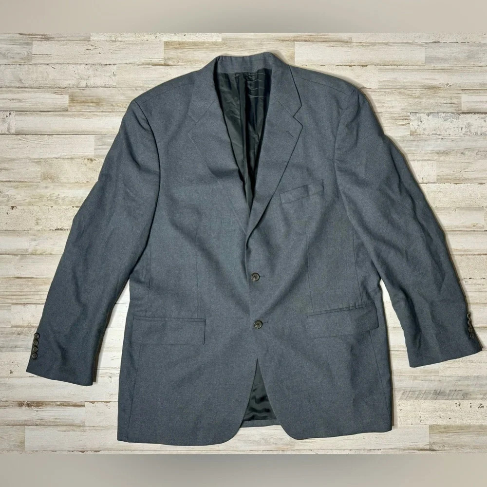 Polo University By Ralph Lauren Men’s Wool Blazer Jacket Gray Solid 46T